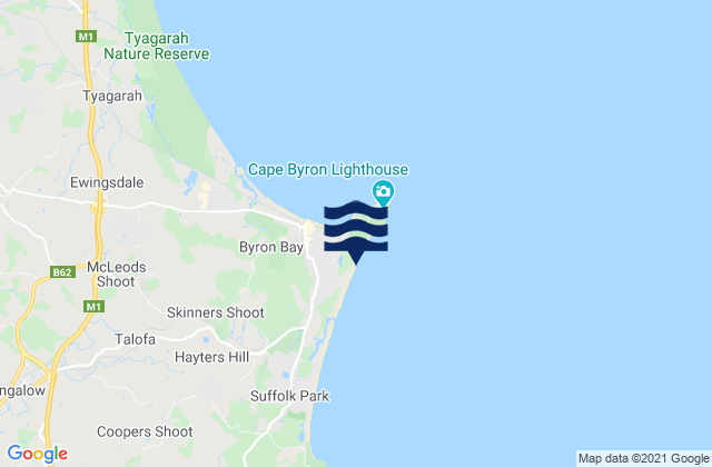 Tallows Beach, Australia tide times map