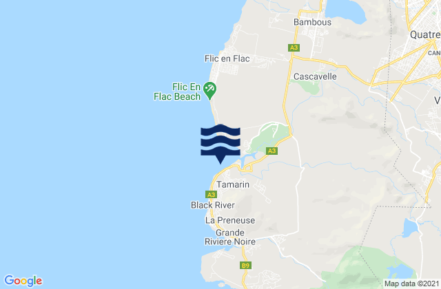 Tamarin Bay, Reunion tide times map