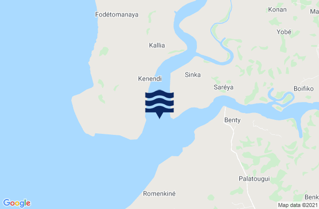 Tana Island Melikhoure River, Guinea tide times map