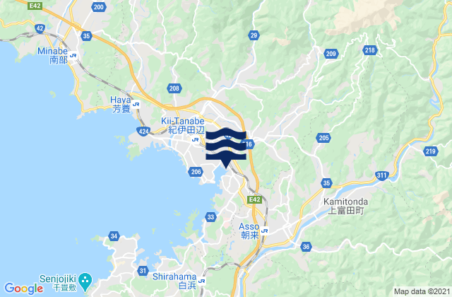 Tanabe-shi, Japan tide times map