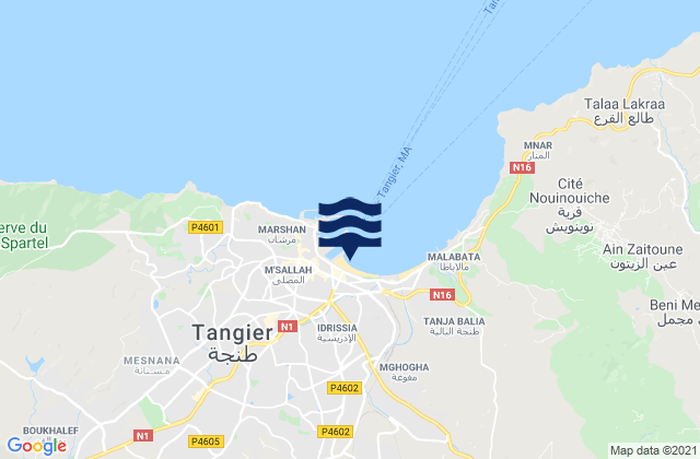 Tangier, Morocco tide times map