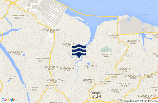 Tangjin, South Korea tide times map