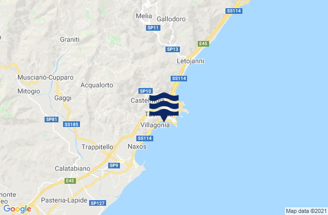 Taormina, Italy tide times map