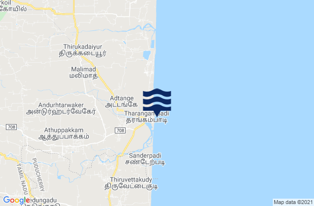 Tarangambadi, India tide times map