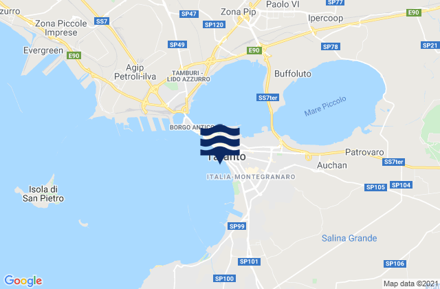 Taranto, Italy tide times map