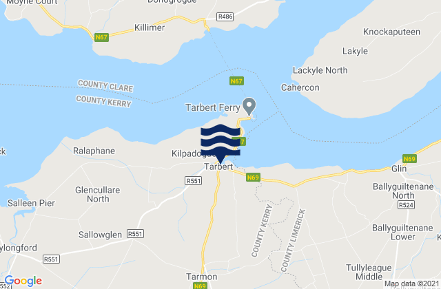Tarbert, Ireland tide times map