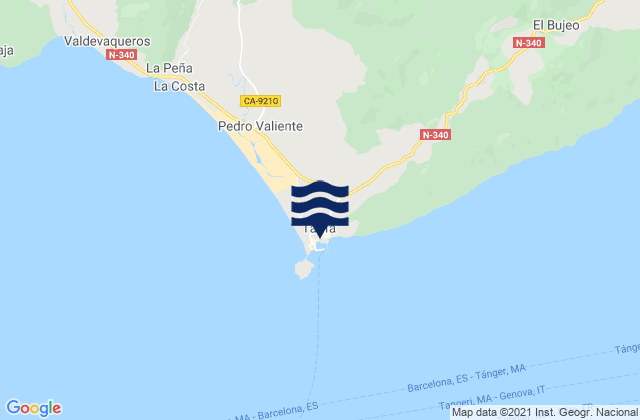 Tarifa, Spain tide times map