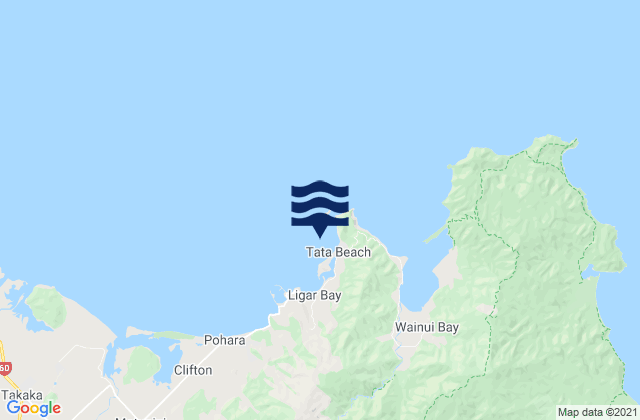 Tata Beach, New Zealand tide times map