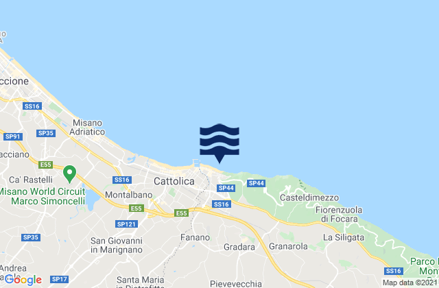 Tavullia, Italy tide times map