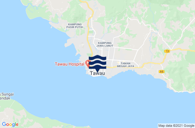 Tawau, Malaysia tide times map