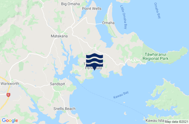 Tawharanui Peninsula Auckland, New Zealand tide times map