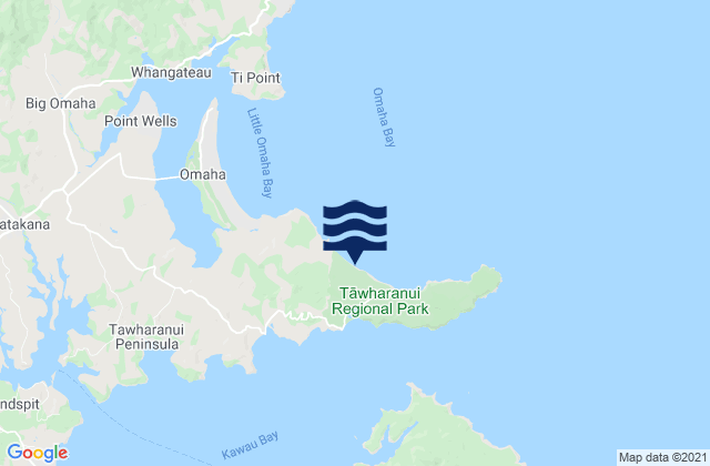 Tawharanui Peninsula, New Zealand tide times map