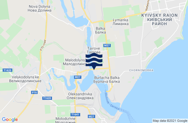 Tayirove, Ukraine tide times map