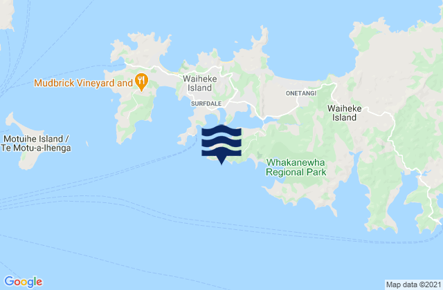 Te Akau o Hine, New Zealand tide times map