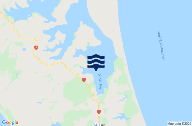 Te Kao Bay, New Zealand tide times map