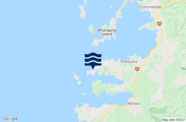 Te Kouma Harbour, New Zealand tide times map