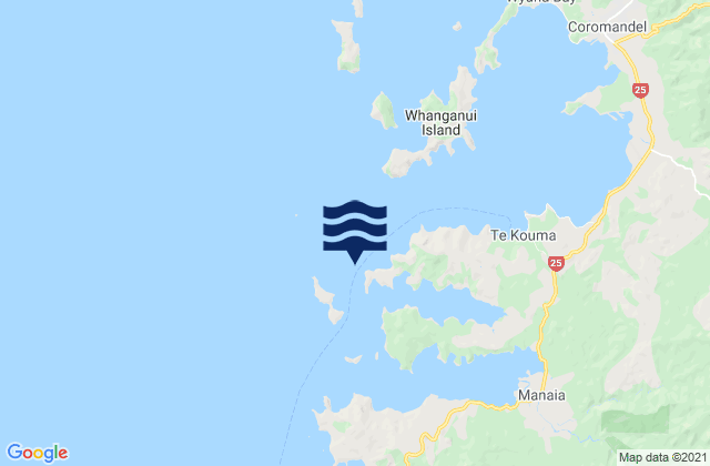 Te Kouma Light, New Zealand tide times map