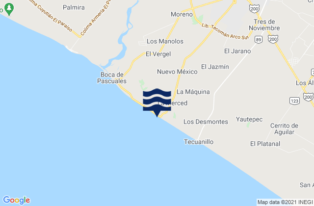 Tecoman, Mexico tide times map