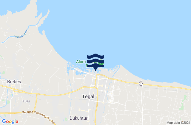 Tegal, Indonesia tide times map