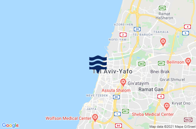 Tel Aviv, Israel tide times map