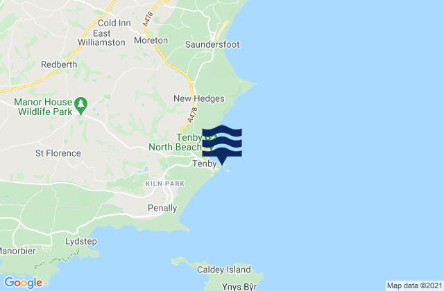 Tenby Castle Beach, United Kingdom tide times map