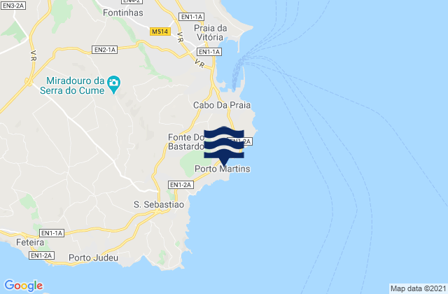 Terceira - Porto Martins, Portugal tide times map