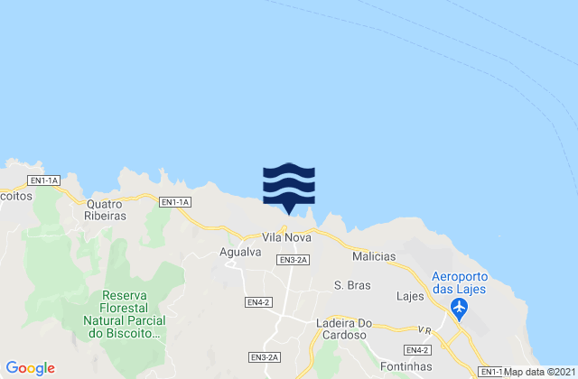 Terceira - Vila Nova, Portugal tide times map