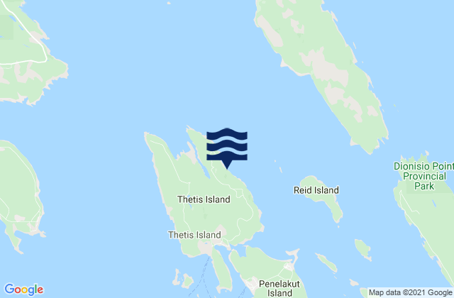 Thetis Island, Canada tide times map