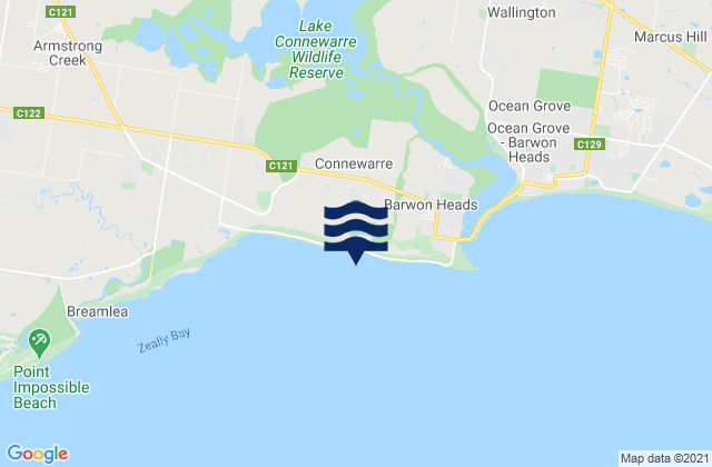 Thirteenth Beach, Australia tide times map