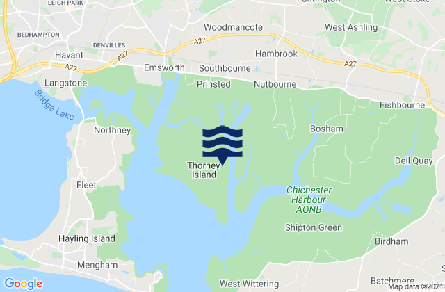 Thorney Island, United Kingdom tide times map