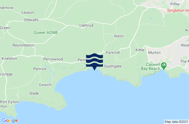 Three Cliffs Bay Beach, United Kingdom tide times map