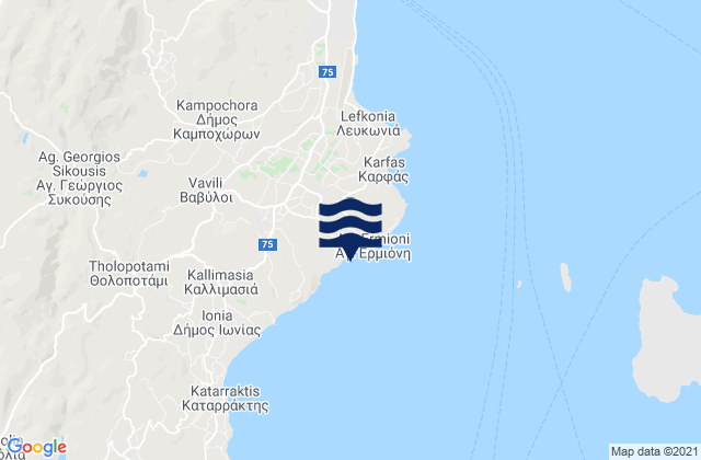 Thymiana, Greece tide times map