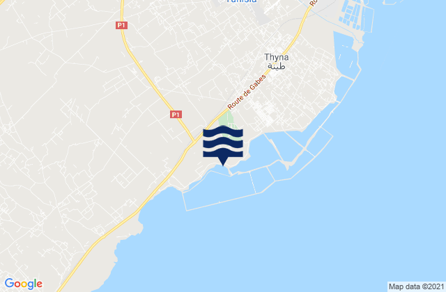 Thyna, Tunisia tide times map