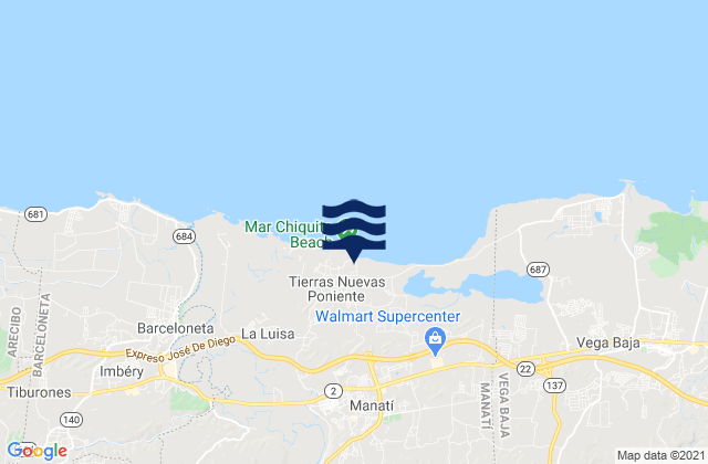 Tierras Nuevas Poniente, Puerto Rico tide times map