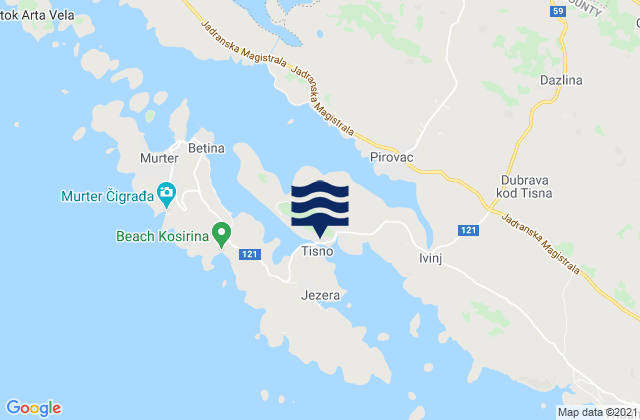 Tijesno, Croatia tide times map