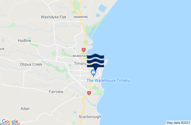 Timaru, New Zealand tide times map