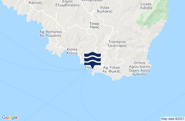 Tinos, Greece tide times map