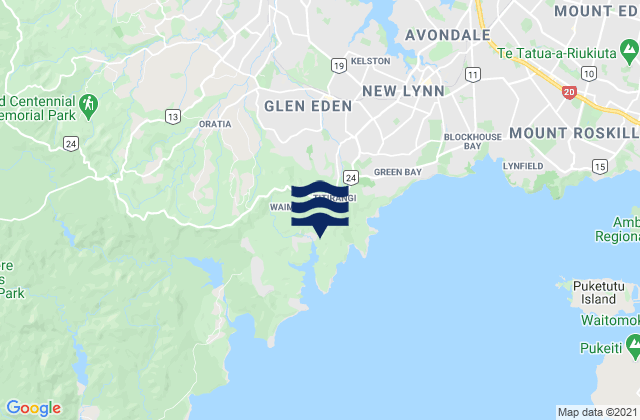 Titirangi Beach, New Zealand tide times map