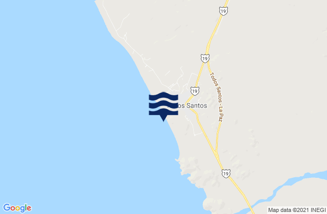 Todos Santos, Mexico tide times map