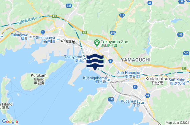 Tokuyama, Japan tide times map