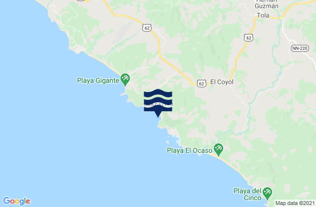 Tola, Nicaragua tide times map