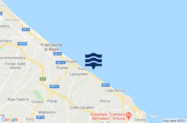 Tollo, Italy tide times map