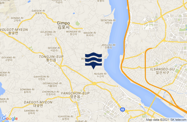 Tongjin, South Korea tide times map
