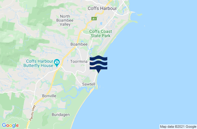 Toormina, Australia tide times map
