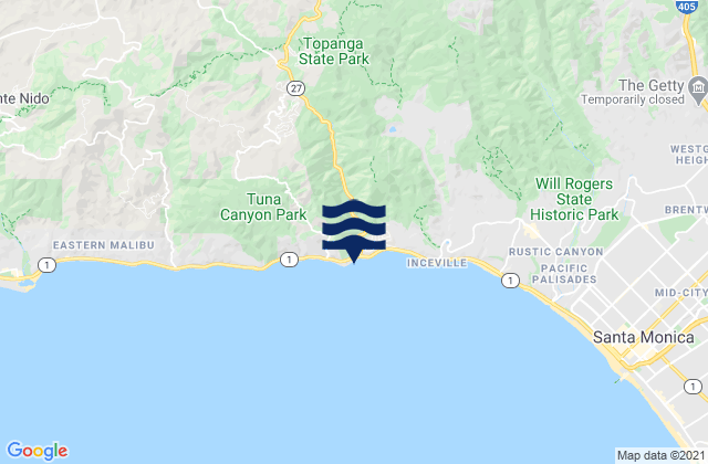 Topanga Beach, United States tide chart map