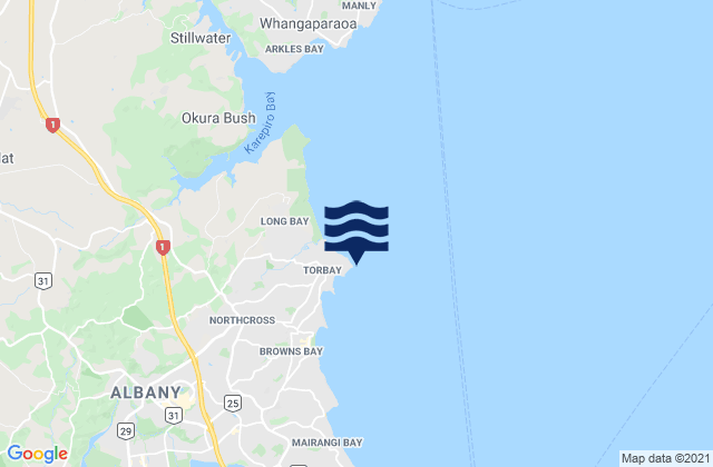 Torbay, New Zealand tide times map