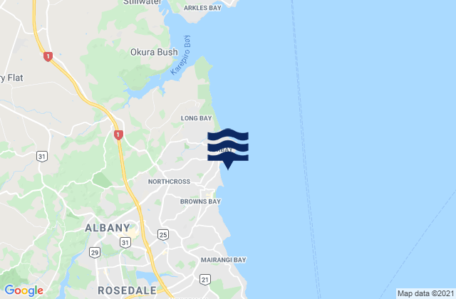Torbay, New Zealand tide times map