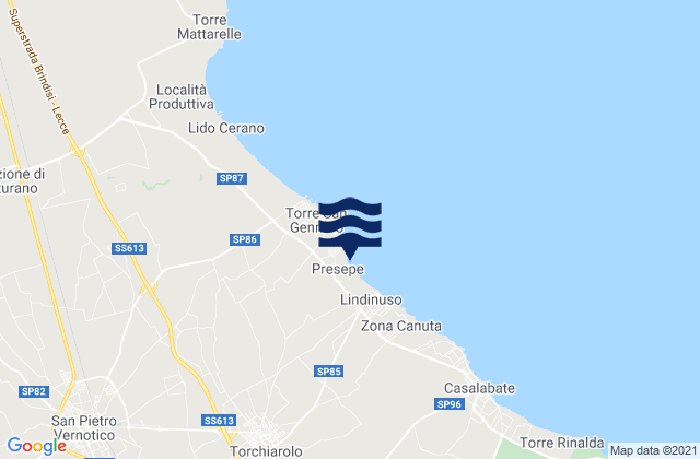 Torchiarolo, Italy tide times map