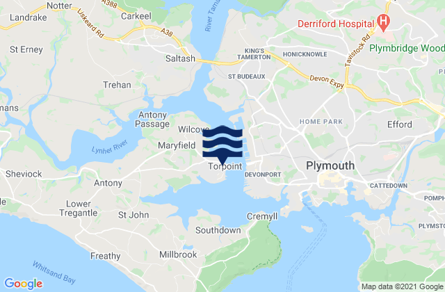 Torpoint, United Kingdom tide times map