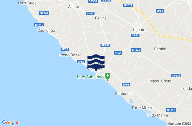 Torre San Giovanni, Italy tide times map